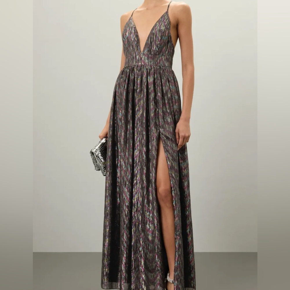 Aidan by Aidan Mattox Black Dress with Metalic Colors - Picture 4 of 15